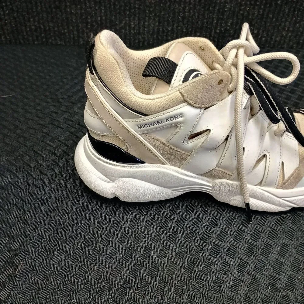 Michael Kors Chunky White/black Fashion Sneakers Women's Size6M Dual lace #SG19J